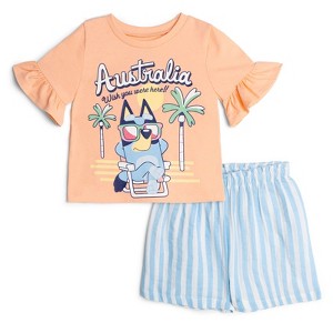 Bluey Girls T-Shirt and Chambray Shorts Outfit Set Toddler - 1 of 4