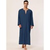 Lars Amadeus Men's Cotton V-Neck Side Split Long Night Gown with Pocket - 2 of 4