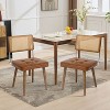 TackView Rattan Dining Chairs Set of 2, Kitchen Chairs with Wooden Legs, Velvet Upholstered Armless Dining Room Seat for Kitchen, Restaurant - 3 of 4