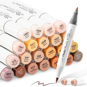 Ohuhu 24 Skin-Tone Colors Alcohol Markers, Sketch Art Marker, Alcohol-based Brush Markers, Comes w/ 1 Colorless Alcohol Marker Blender (Fine & Brush) - 1 of 4