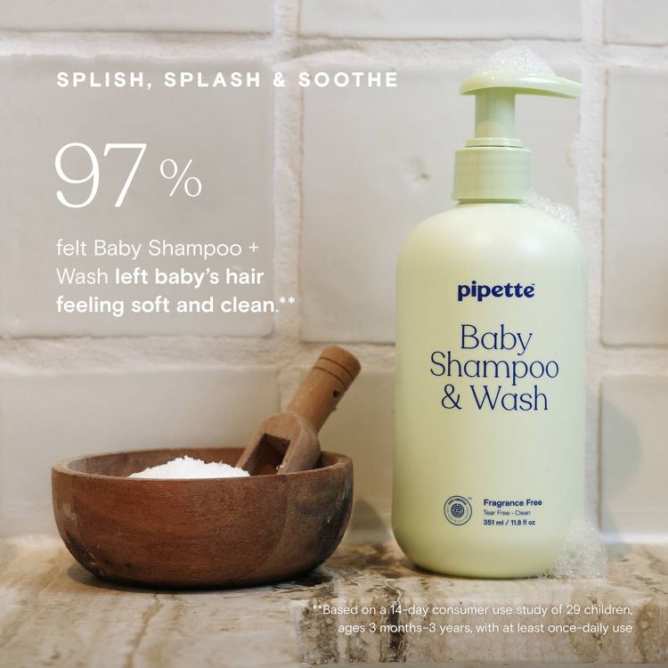 Pipette Baby Shampoo + Wash Fragrance Free - 11.8 fl oz: Moisturizing, Basic Cleansing, Hypoallergenic, All Hair Types, 3 of 7