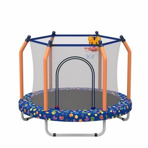 Aukfa 55 inch Kids for Ages 1-8 Trampoline with Handle - Indoor/Outdoor Toddler Trampoline, 6-Leg Design for Safety & Stability - 1 of 4