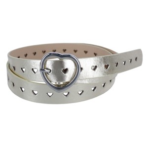 CTM Women's Metallic Heart Punched Belt with Heart Buckle - 1 of 3