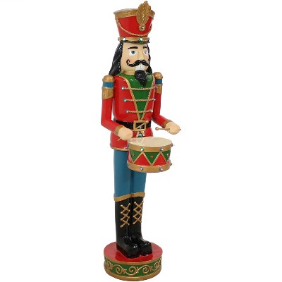 Sunnydaze Indoor Christmas Holiday Décor Resin Klaus the Drummer Nutcracker Statue with Battery-Operated LED Lights - 48"