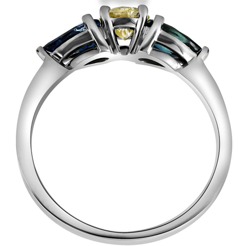 Pompeii3 1ct 3-Stone Yellow Diamond Pear Shape Blue Sapphire Engagement Ring 14k Gold, 2 of 5