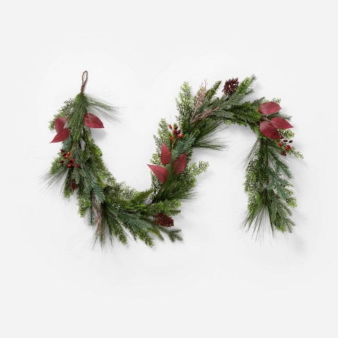 Long Needle Pine with Artificial Juniper Garland - newest Threshold Studio McGee