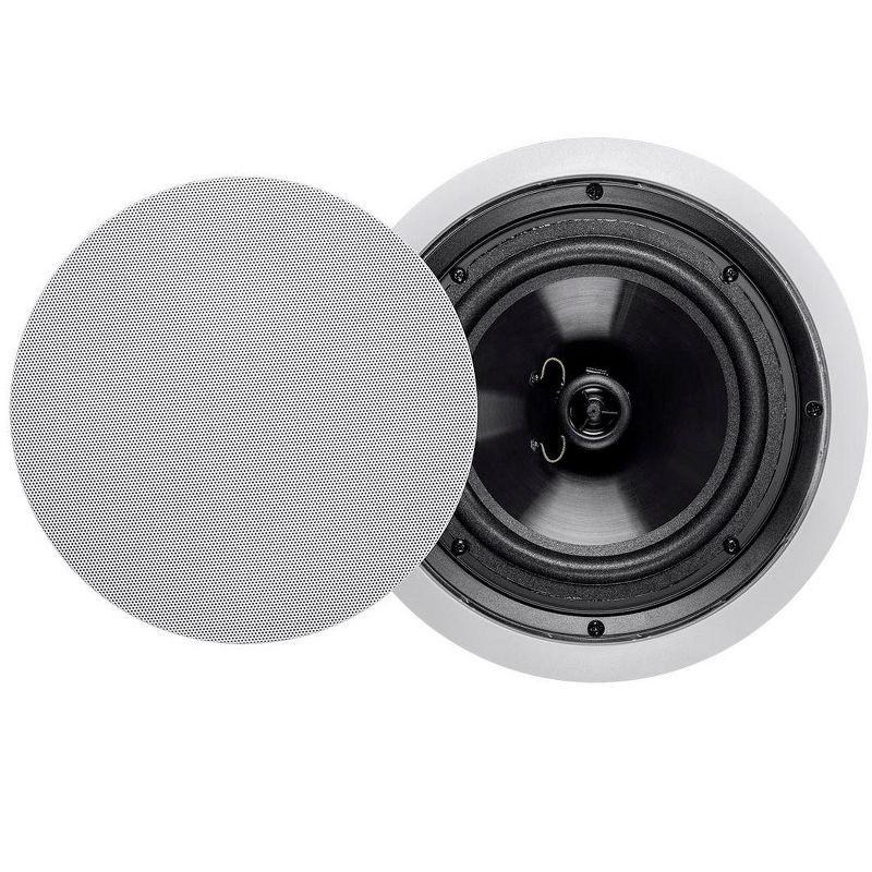Monoprice 2-Way Polypropylene Ceiling Speakers - 8 Inch (Pair) With Paintable Grille - Aria Series, 1 of 7