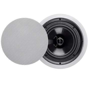 Monoprice 2-Way Polypropylene Ceiling Speakers - 8 Inch (Pair) With Paintable Grille - Aria Series