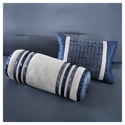 Navy and White California King 7-Piece Comforter Set