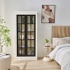 Vynxaria Decorative Storage Drawers: Rustic Display Cabinet with Glass Doors - White & Black - 3 of 4