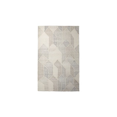 Beige Gray And Ivory Wool Geometric Hand Woven Area Rug