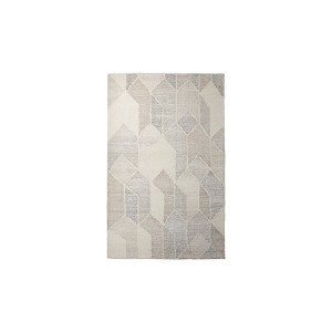 Beige Gray And Ivory Wool Geometric Hand Woven Area Rug - 1 of 4