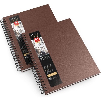 Arteza Watercolor Paper Pad, Spiral-Bound Hardcover, Brown, 9"x12" - 2 Pack (ARTZ-9140)