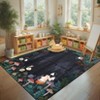 Floral Bordered Accent Carpet, Non-Slip Geometric Floor Cover, Stain-Resistant Low Pile Indoor Mat for Playroom, Living Room - 2 of 4