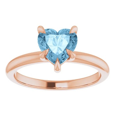 Pompeii3 7mm Blue Topaz Women's Heart Ring in 14k Gold 7mm Tall