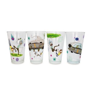 Silver Buffalo Rick and Morty 16-Ounce Pint Glasses | Set of 4 - 1 of 4