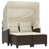 vidaXL Patio Sofa 2-Seater with Canopy and Stools Brown Poly Rattan - 2 of 4