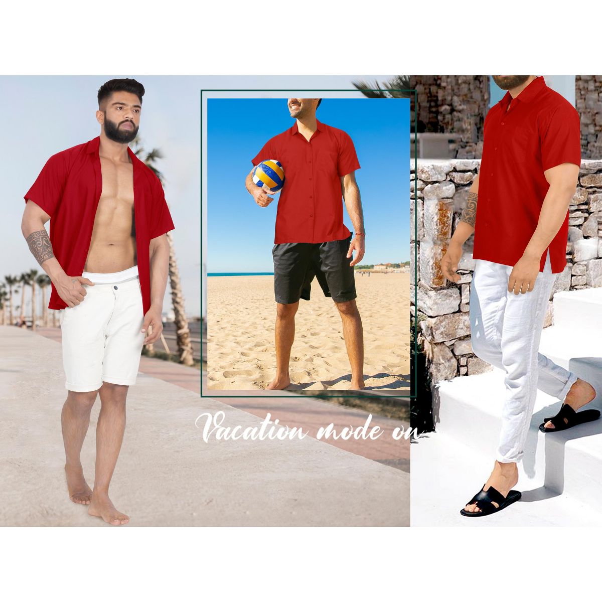 HAPPY BAY Men's Short Sleeve Button Down Casual Collar Camp Summer Beach Shirts Business Dress Shirts Vacation Solid Shirts with Pocket 7XL Red Solid - thumbnail 8
