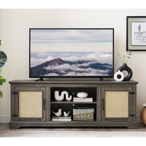 Lyngins 65" Modern TV Stand with Natural Rattan Doors,TV Media Console Table with Storage,Entertainment Center for Living Room,Bedroom - 1 of 4