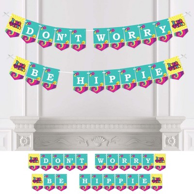 Big Dot of Happiness 60's Hippie - 1960s Party Bunting Banner - Groovy Party Decorations - Don't Worry, Be Hippie