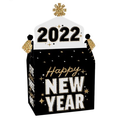 Big Dot of Happiness Hello New Year - Treat Box Party Favors - 2022 NYE Party Goodie Gable Boxes - Set of 12