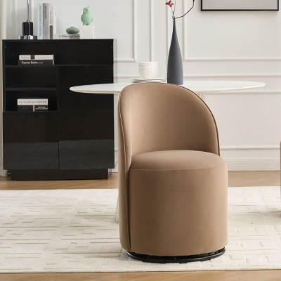 21.25" Small Swivel Boucle Barrel Armless Dining Chair Set of 1,Round Upholstered Accent Vanity Side Chair–The Pop Home