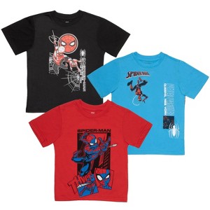Marvel Spider-Man Boys 3-Pack Comics Short Sleeve Graphic T-Shirts Bundle Set - 1 of 2