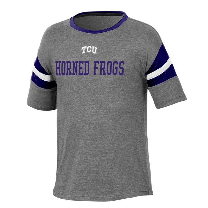 NCAA TCU Horned Frogs Girls&#39; Short Sleeve Striped Shirt, 1 of 4