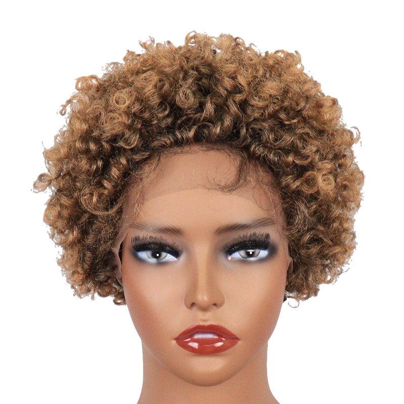 Unique Bargains Short Curly Wigs Lace Front Wigs for Women with Wig Cap 8" 1PC, 4 of 7