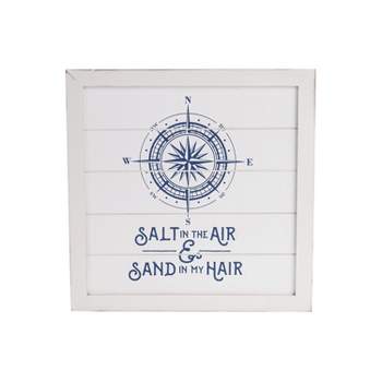 Beachcombers Salt Air Compass Rose Coastal Nautical Plaque Sign Wall Hanging Decor Decoration For The Beach 11.81 x 0.35 x 11.81 Inches.