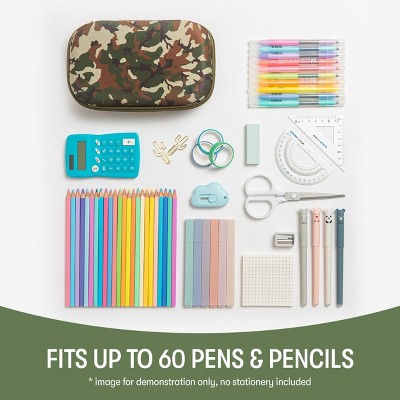 Green Camo Polyester Zippered Pencil Box