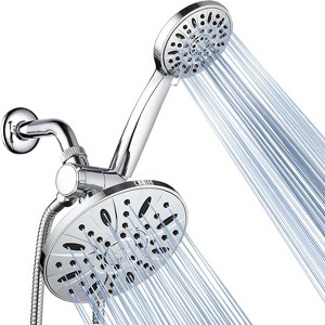 Ukoke USH02S 3-Way Dual Shower Head Combo, 2-in-1 Handheld & Fixed, 24-Function High Pressure Rainfall Shower, Chrome Finish with Hose & Wall Mount - 1 of 1