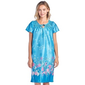 Casual Nights Women's Round Neck Mu-Mu Housecoat Lounger - 1 of 4