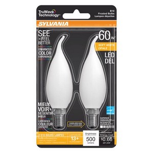 Sylvania TruWave B10 E12 (Candelabra) LED Bulb Soft White 60 Watt Equivalence 2 pk - 1 of 1