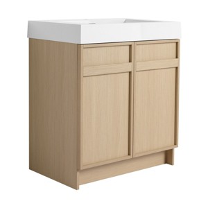 SEVOBAL Bathroom Storage Cabinets Freestanding Vanity With White Resin Sink And Dual Soft Close Doors for Modern Homes, Beige, 29.5"*19.7"*35.1" - 1 of 4