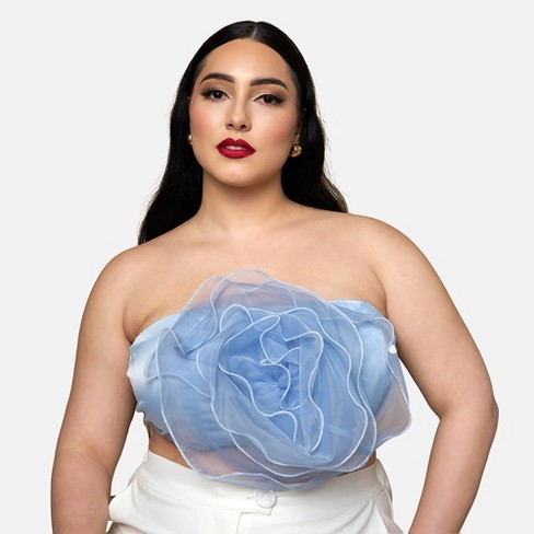 Women Sexy Backless Sleeveless 3D Flower Strapless Two Piece Set Celebirty Elegant Evening Club Party Luxury Birthday Gown main image 1