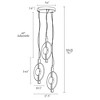 LNC Philodendron 3-Lights 17.5" Modern Luxury Cluster Integrated LED Chandelier, Gunmetal Black - 3 of 4