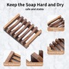 Aoibox Wooden Soap Dish Set of 2, Self Draining Shower Soap Holder for Bathroom, Natural Soap Saver Tray for Homemade Soaps, Handcrafted - 2 of 4