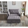 TiramisuBest 55" Velvet Foldable Sofa Bed with Adjustable Backrest and USB Port, 2-Seat Convertible Sleeper Couch with Pillows, Gray - 2 of 4