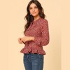 Allegra K Women's Tie Bow Neck Long Sleeves Floral Blouse Button Down Shirt - 4 of 4