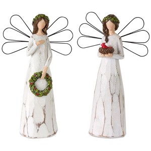 Winter Angel Holiday Figurine Set Frosted Finish – 2pc by Melrose - 1 of 3