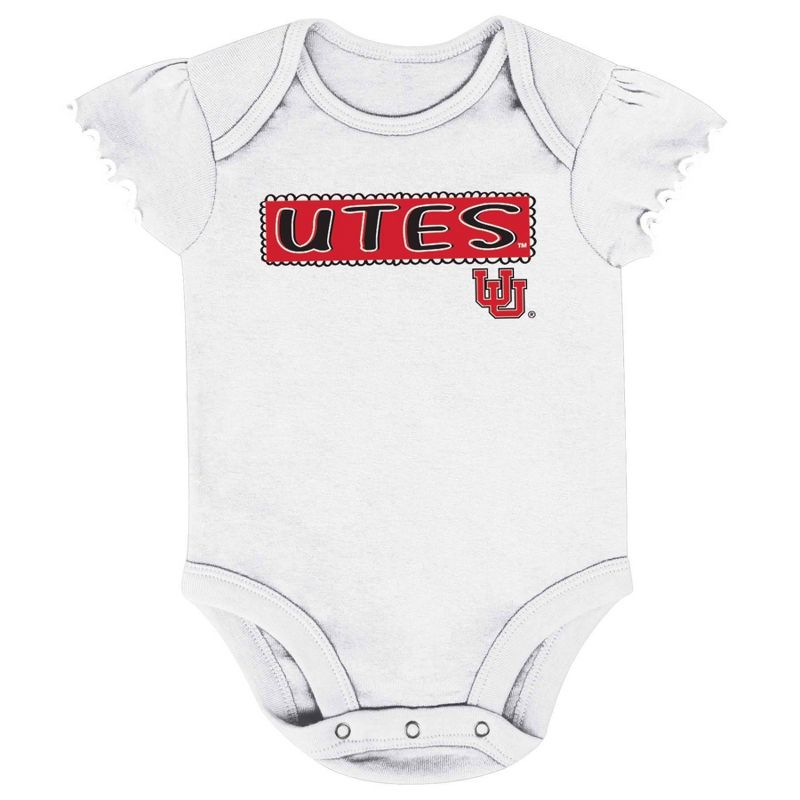 NCAA Utah Utes Infant Girls&#39; 3pk Bodysuit Set, 4 of 5