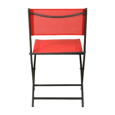 Red and Black Weather Resistant Folding Patio Chairs, Set of 2
