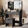 Vanity Desk with Mirror , Small Makeup Vanities Set with 2 Drawers, Vanity for Girls Women with Storage Stool Bedroom - 4 of 4