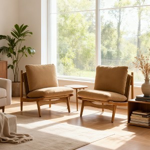 Scott Living Vista Accent Chair Mocha with Natural Wood Frame, Set of 2 - 1 of 4