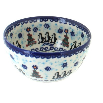 Blue Rose Polish Pottery Arctic Holidays Dessert Bowl