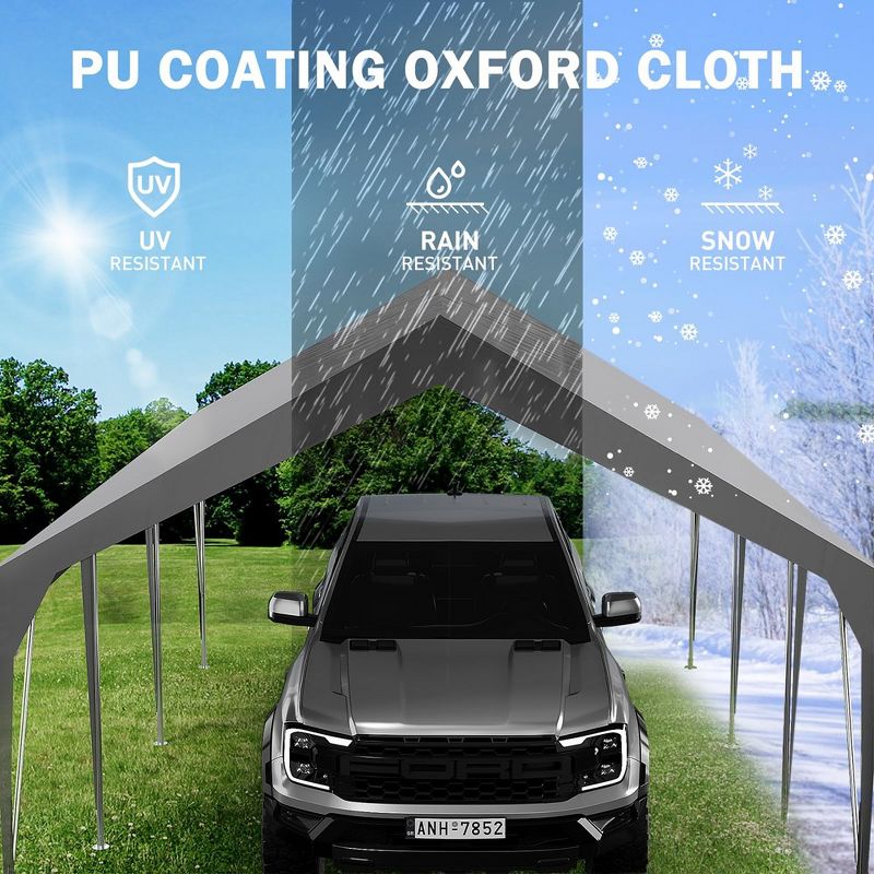 Heavy Duty UV Resistant Waterproof Carport Canopy, Portable Garage for Car, Boat, Parties, and Storage Shed, 5 of 8