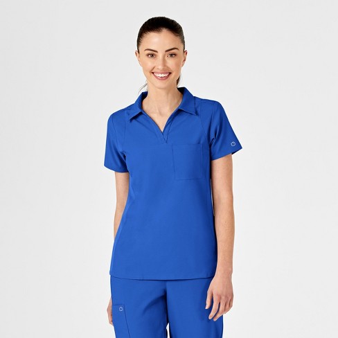 Wink Women's Collar Scrub Top, Royal, L : Target