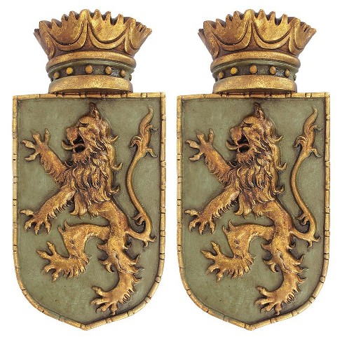 Design Toscano Medieval Rampant Lion Shield Wall Sculptures: Set Of Two :  Target