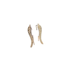 Slickblue Gold/Silver Feather Wire Earrings, Boho-Inspired Dangle, 1" Length, Post-Back Closure - 1 of 4